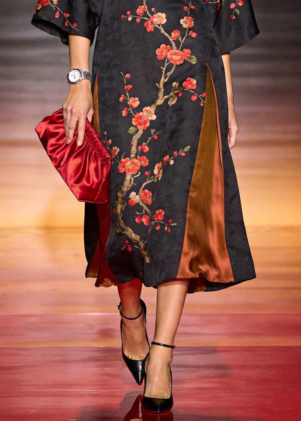 Casual Black Oversized Patchwork Print Silk Long Dresses Summer