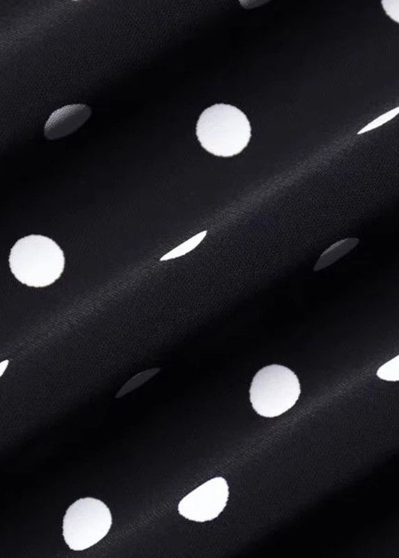 Casual Black Print Elastic Waist Draping Chiffon Wide Leg Pants Summer