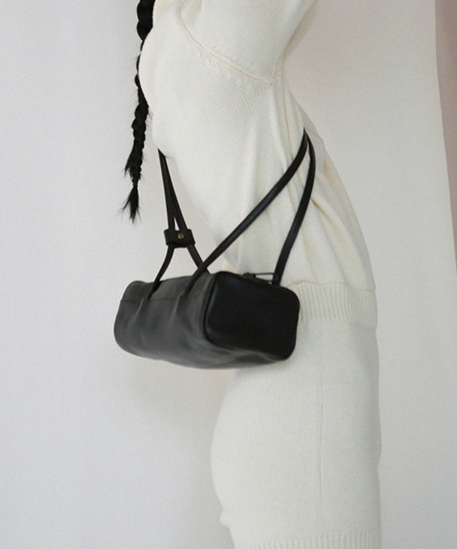 Casual Black Rectangle Solid Durable Faux Leather Bucket Bag