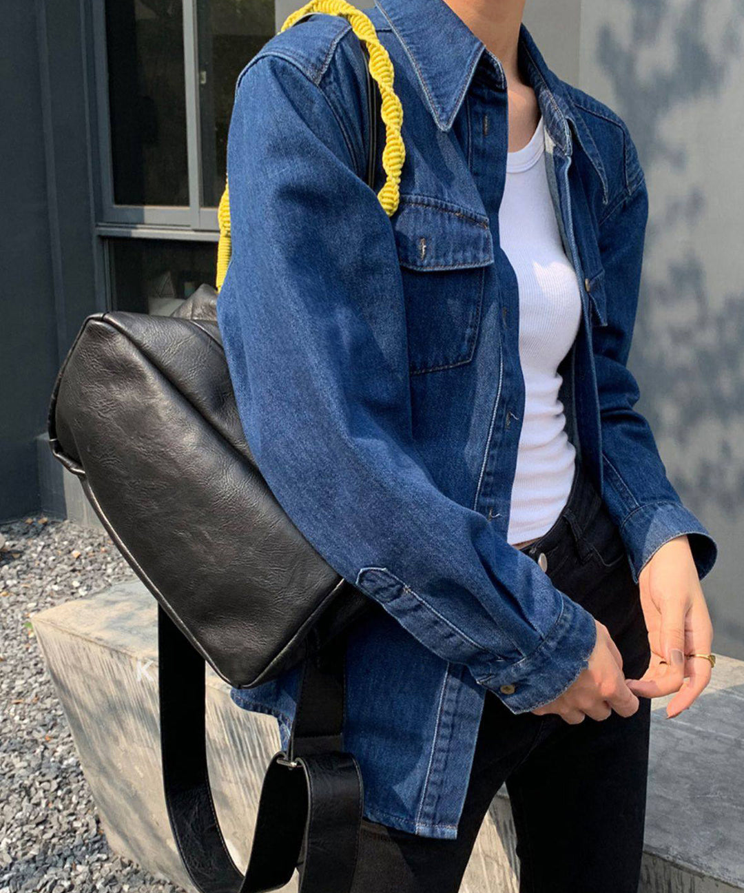 Casual Black Zippered Solid Durable Faux Leather Messenger Bag