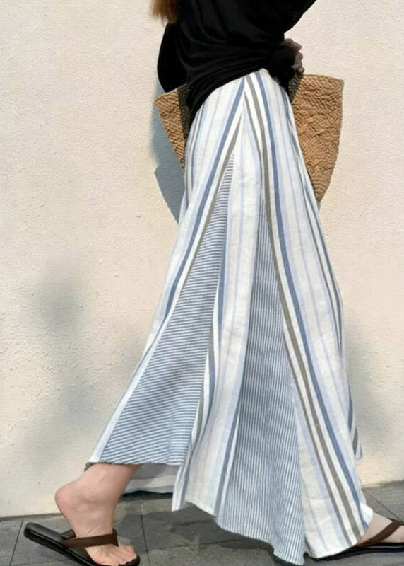 Casual Blue Asymmetrical Striped A Line Skirts
