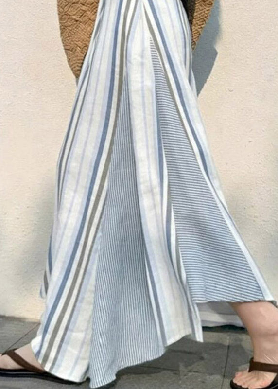 Casual Blue Asymmetrical Striped A Line Skirts