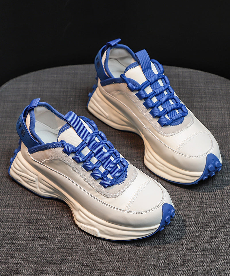 Casual Blue Lace Up Splicing Platform Shoes