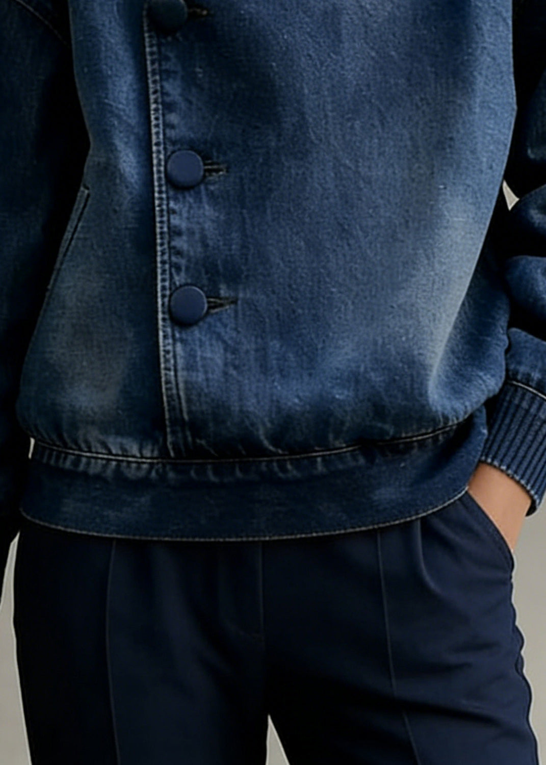 Casual Blue Peter Pan Collar Denim Coats Spring