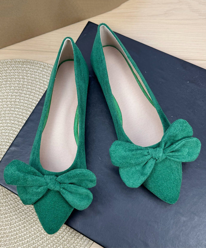 Casual Bow Splicing Flat Shoes For Women Yellow Suede