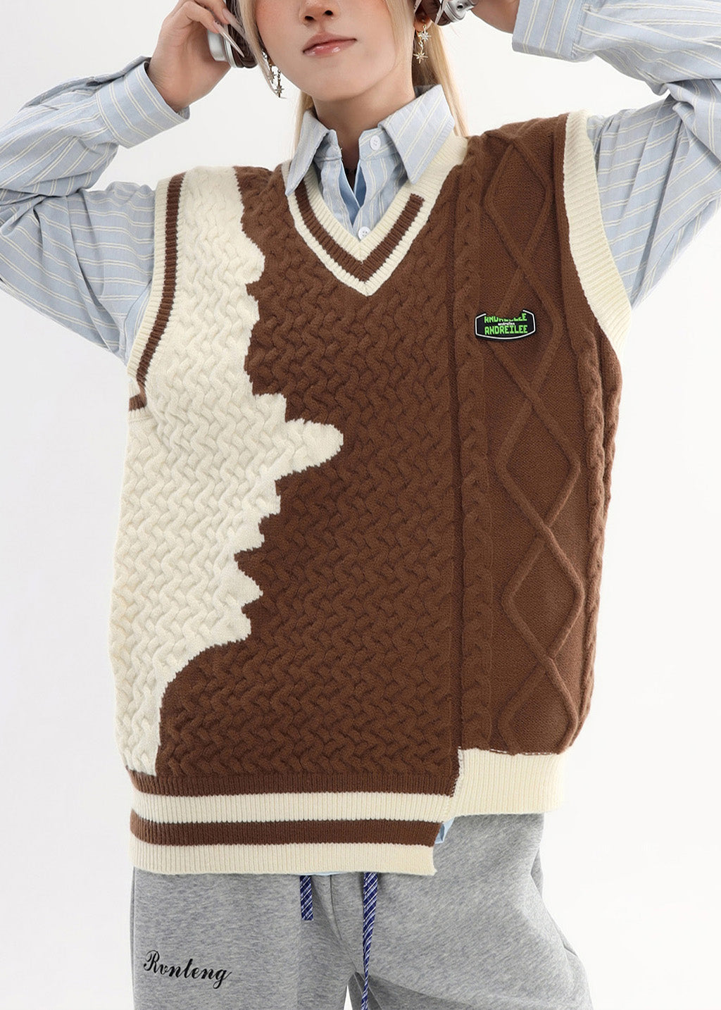 Casual Brown Asymmetrical Warm Knit Sweater Tops Winter