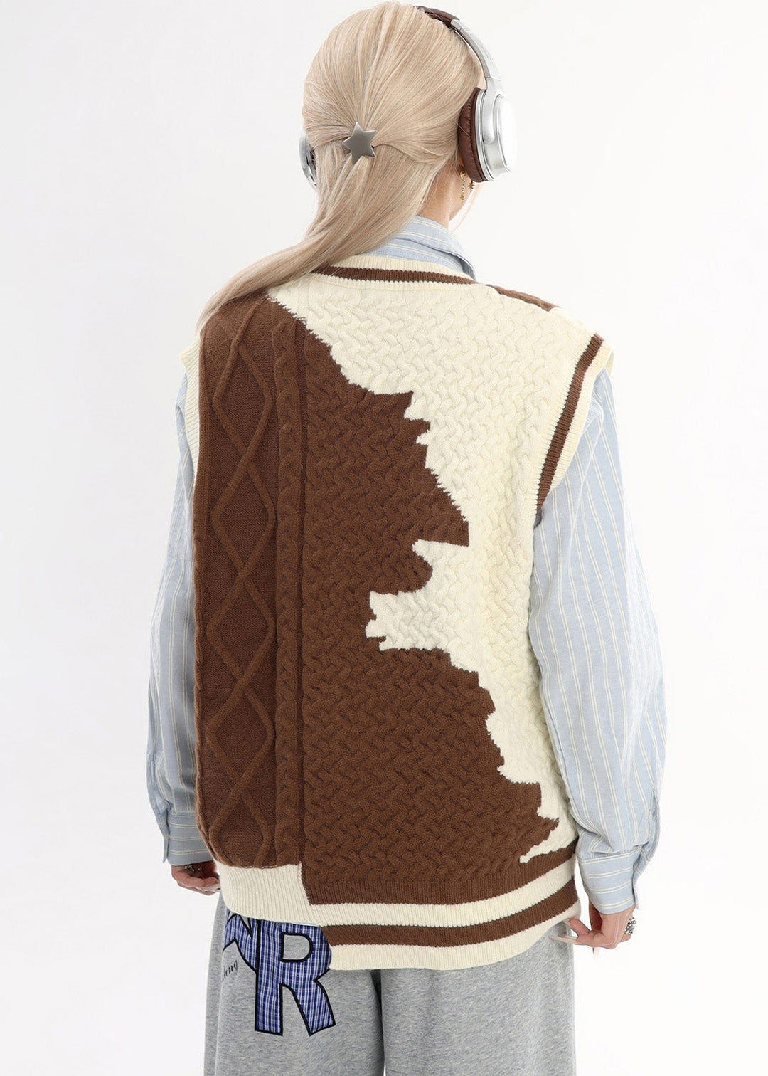 Casual Brown Asymmetrical Warm Knit Sweater Tops Winter