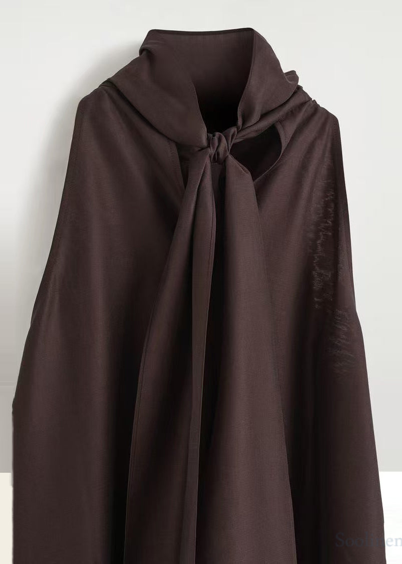 Casual Brown Cold Shoulder Halter Dresses Summer