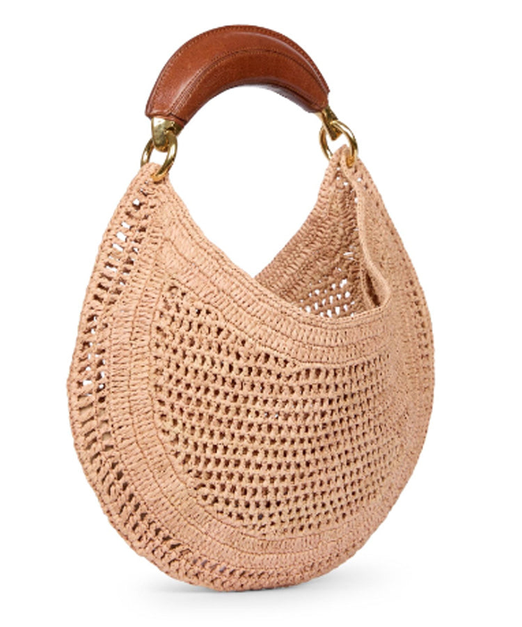 Casual Brown Hollow Out Round Shaped Faux Leather Tote Handbag