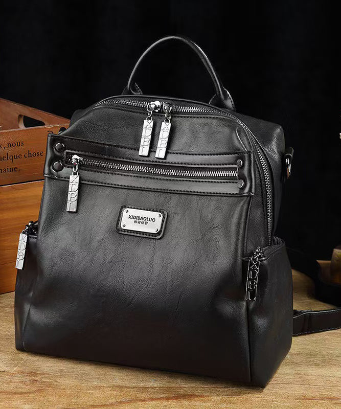 Casual Brown Large Capacity Calf Leather Backpack Bag