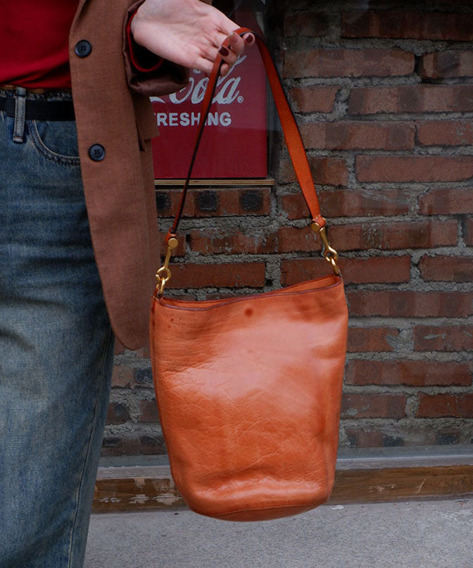 Casual Brown Large Capacity Leather Bucket Bag