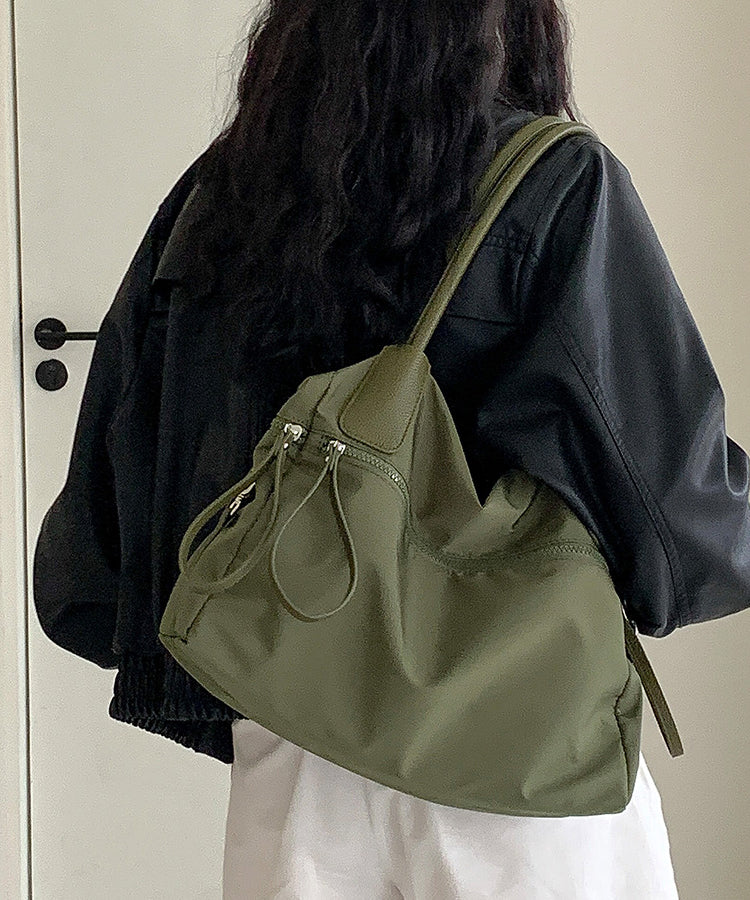 Casual Brown Solid Durable Nylon Shoulder Bags