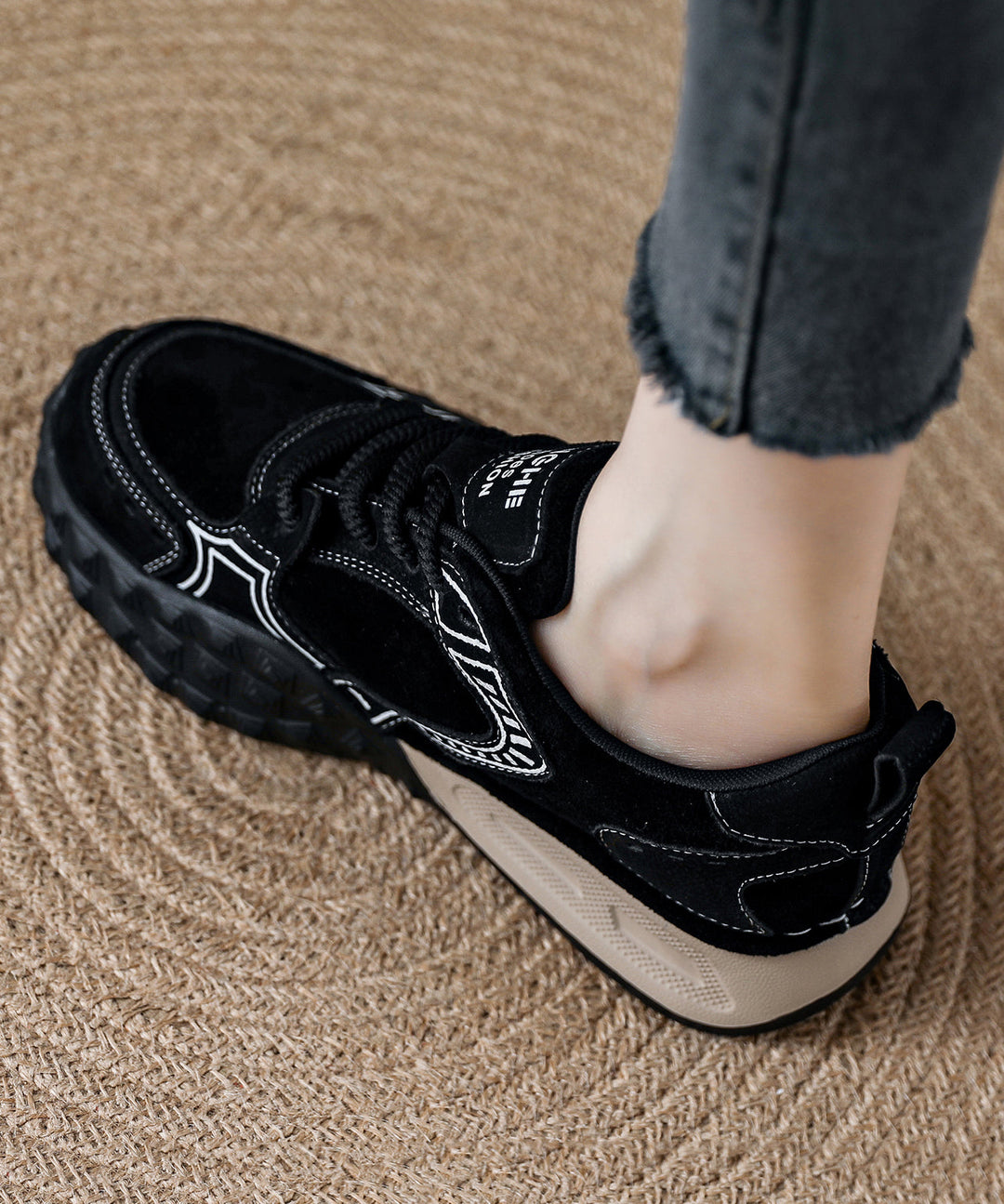 Casual Camel Suede Flat Shoes Splicing Lace Up