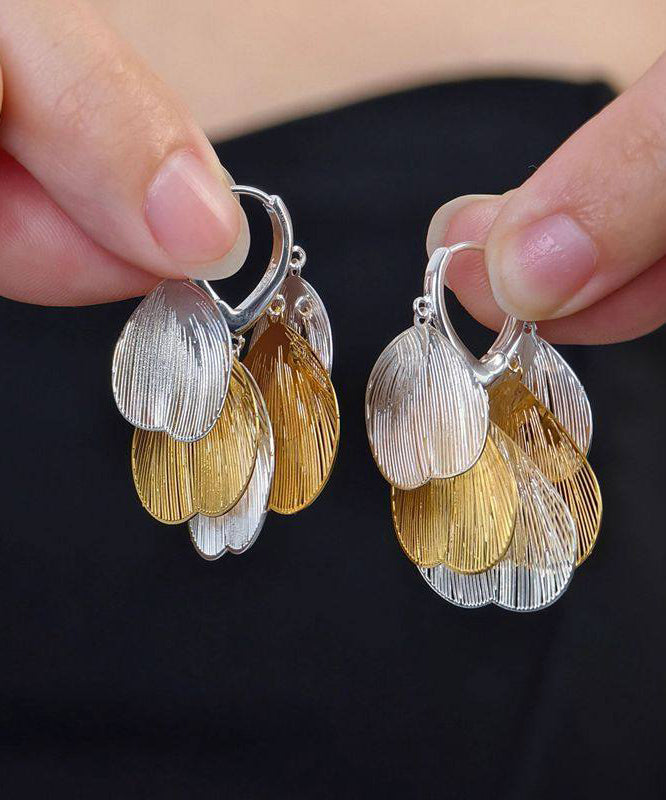 Casual Colorblock Metal Hollow Out Tassel Hoop Earrings