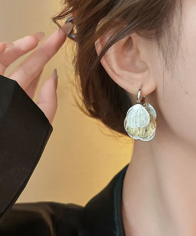 Casual Colorblock Metal Hollow Out Tassel Hoop Earrings