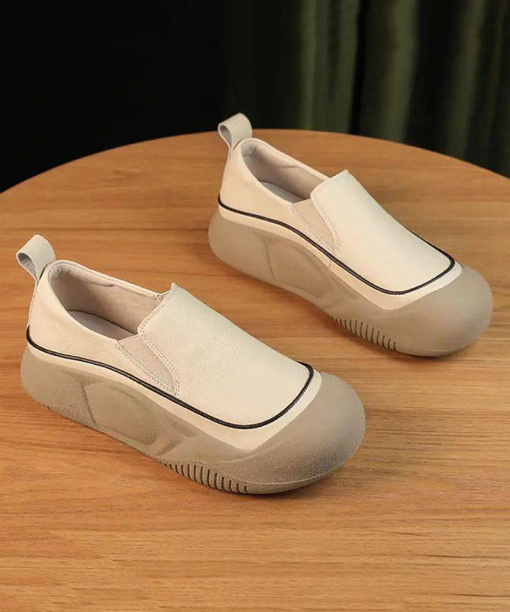 Casual Comfortable Splicing Flat Shoes Black Faux Leather