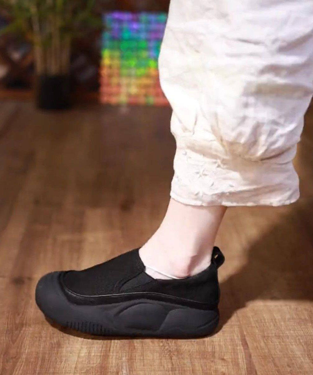 Casual Comfortable Splicing Flat Shoes Black Faux Leather