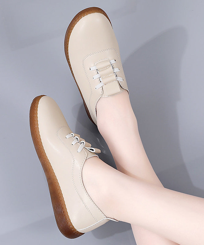 Casual Flat Shoes For Women Black Cowhide Leather