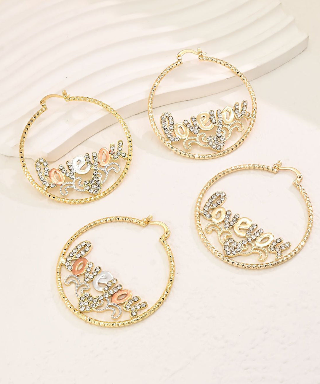 Casual Gold Ally Zircon Graphic Hoop Earrings