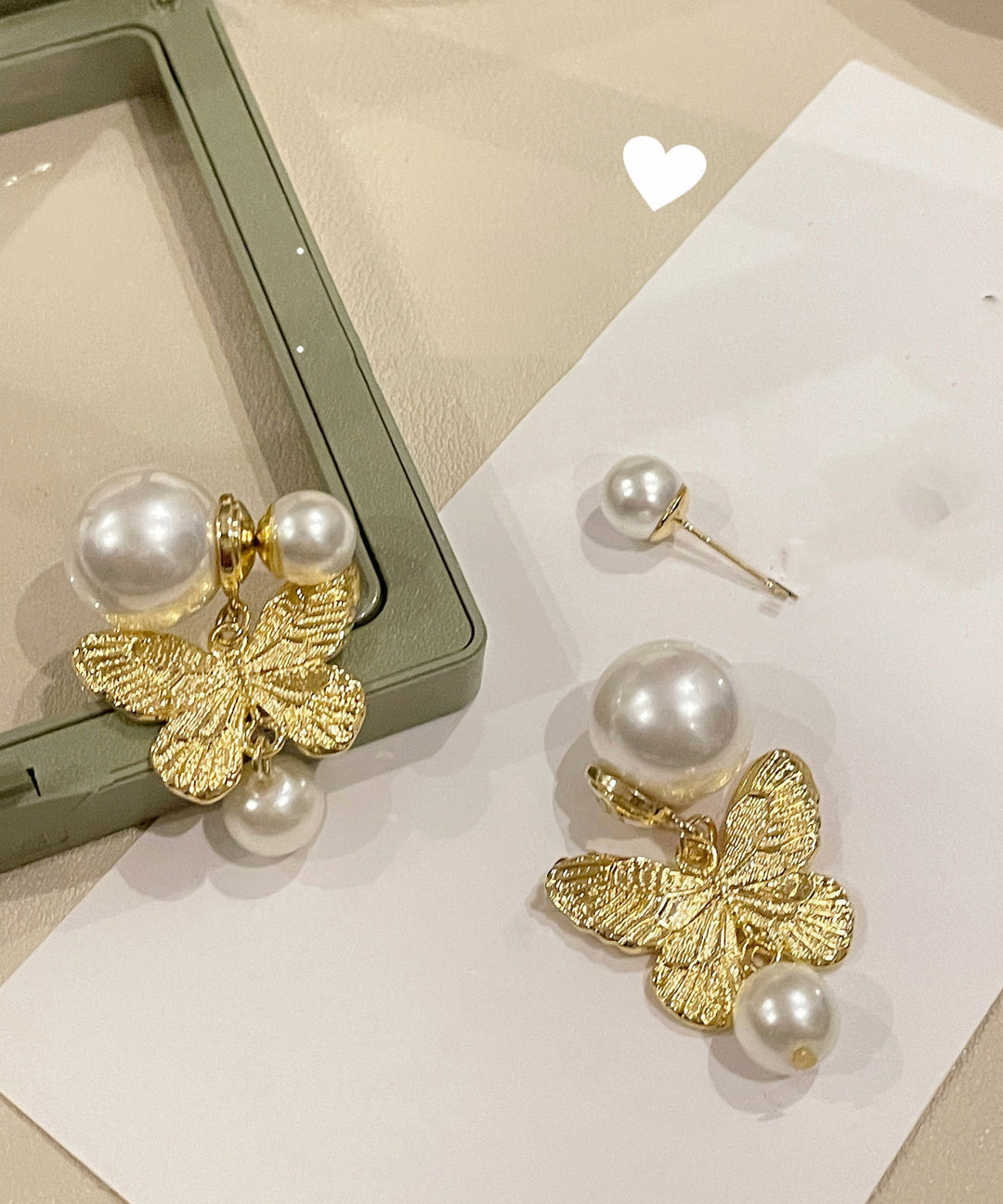 Casual Gold Copper Alloy Butterfly Pearl Drop Earrings