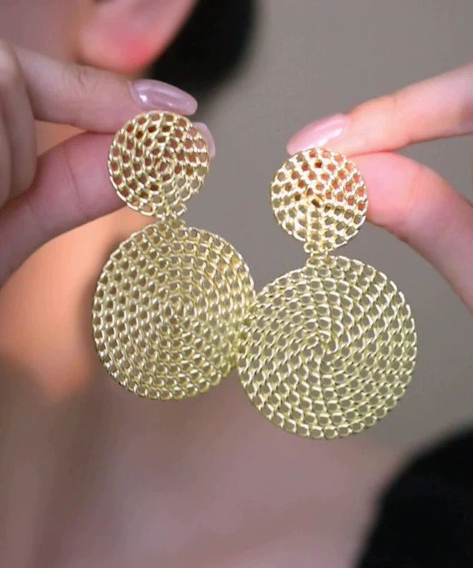 Casual Gold Copper Overgild Hollow Out Round Drop Earrings