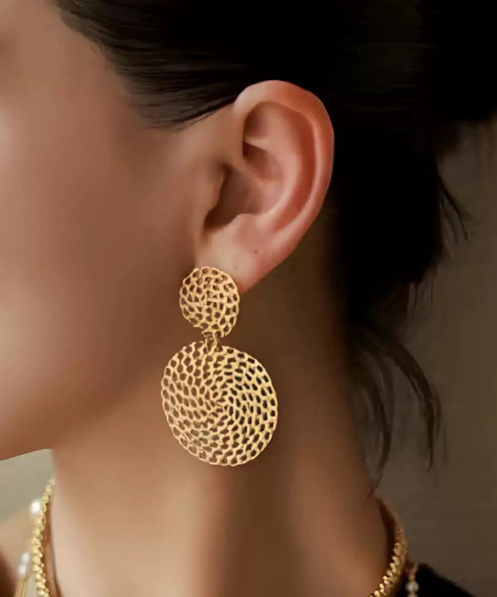 Casual Gold Copper Overgild Hollow Out Round Drop Earrings