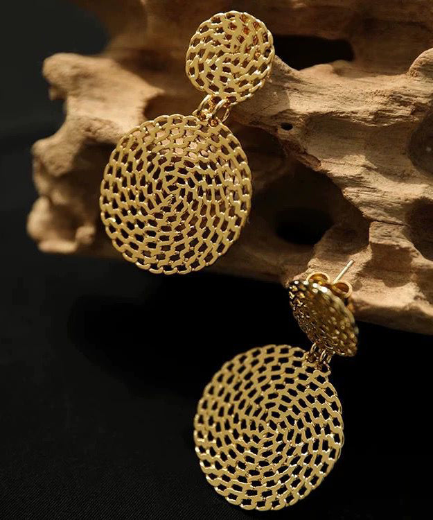 Casual Gold Copper Overgild Hollow Out Round Drop Earrings