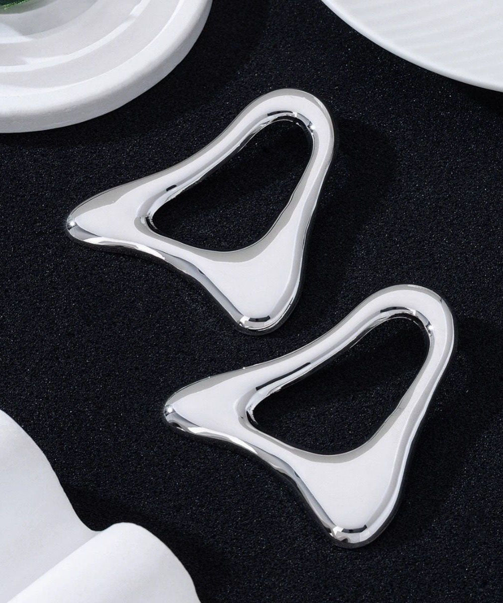 Casual Gold Copper Overgild Hollow Out Triangle Hoop Earrings