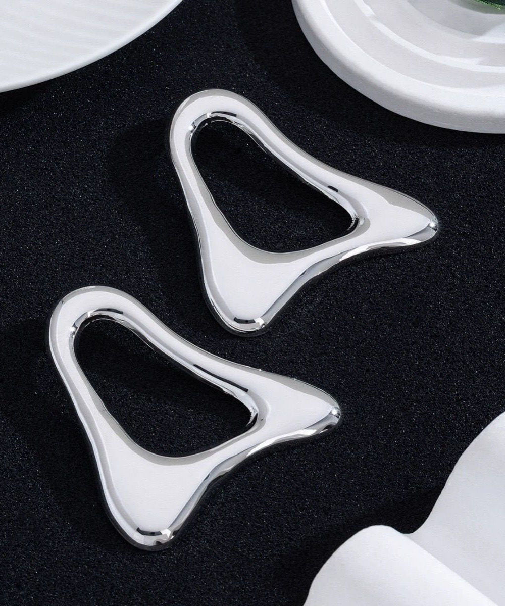 Casual Gold Copper Overgild Hollow Out Triangle Hoop Earrings