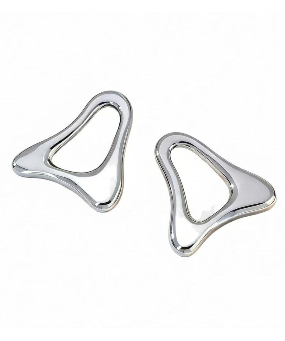 Casual Gold Copper Overgild Hollow Out Triangle Hoop Earrings