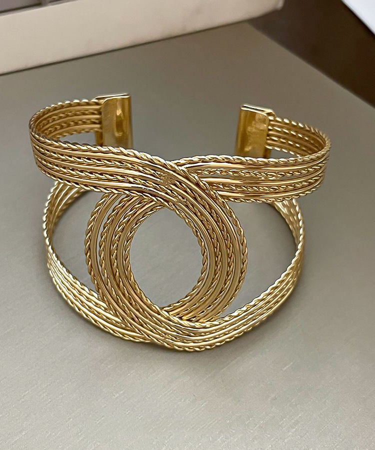 Casual Gold Metal Weave Hollow Out Cuff