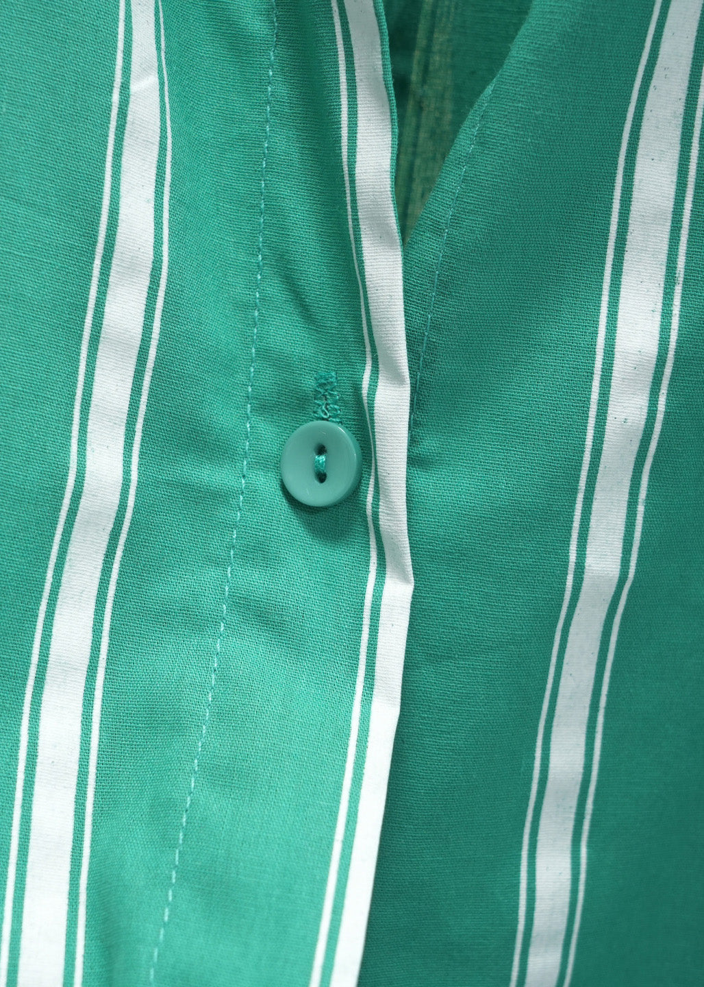 Casual Green Peter Pan Collar Striped Button Cotton Shirt Fall
