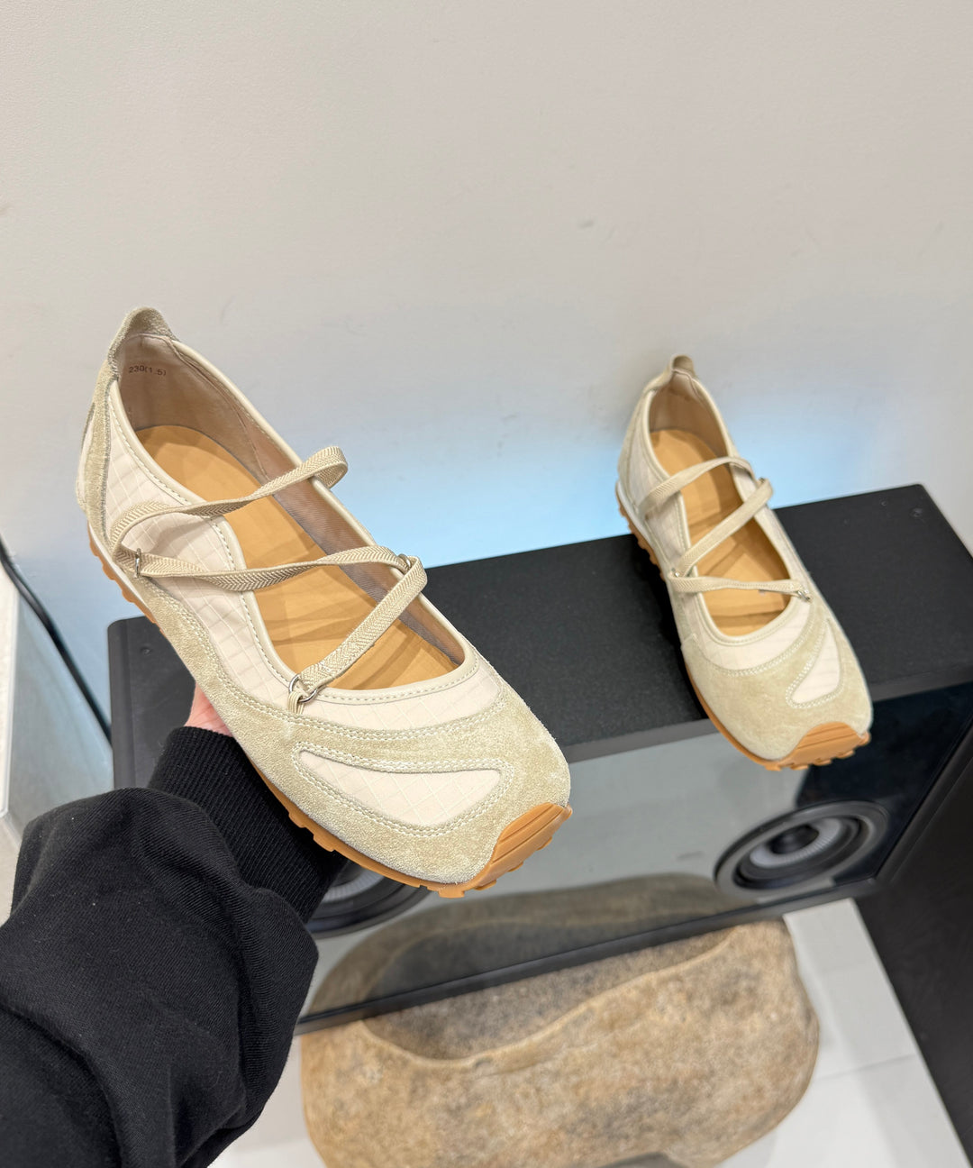 Casual Green Suede Flat Shoes Splicing Cross Strap