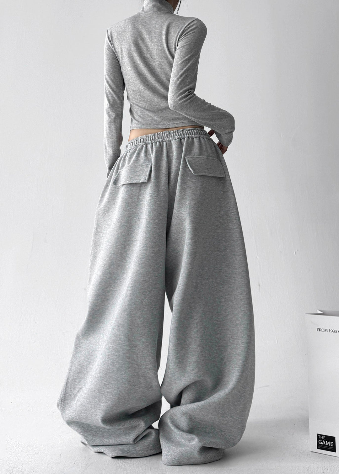 Casual Grey Oversized Cotton Harem Pants Fall