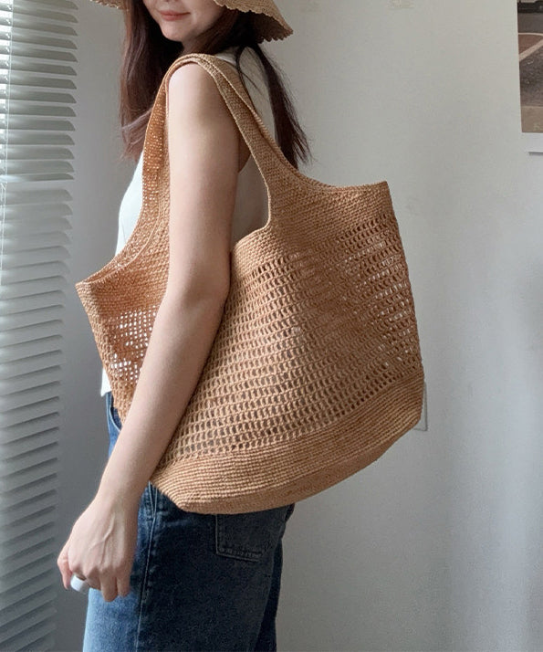 Casual Handmade Straw Woven Hollow Out Vacation Shoulder Bag