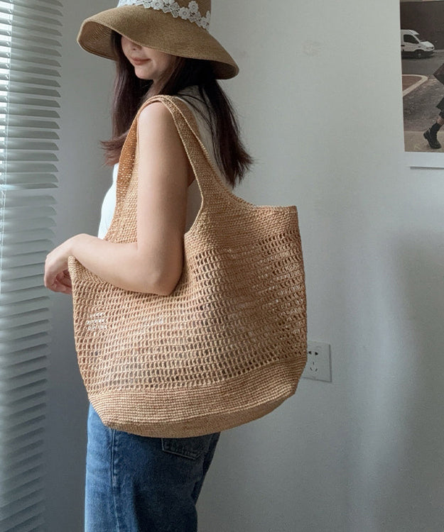 Casual Handmade Straw Woven Hollow Out Vacation Shoulder Bag