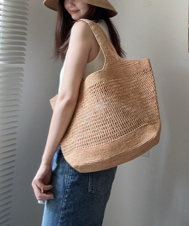 Casual Handmade Straw Woven Hollow Out Vacation Shoulder Bag