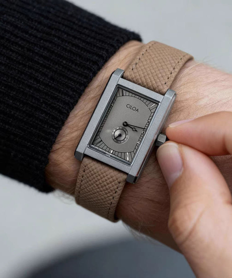 Casual Khaki Leather Square Mechanical Men Watches - Omychic