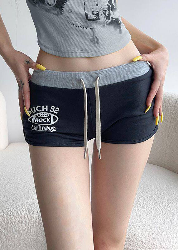 Casual Letter Printed Lace Up Workout Gym Shorts Running Shorts