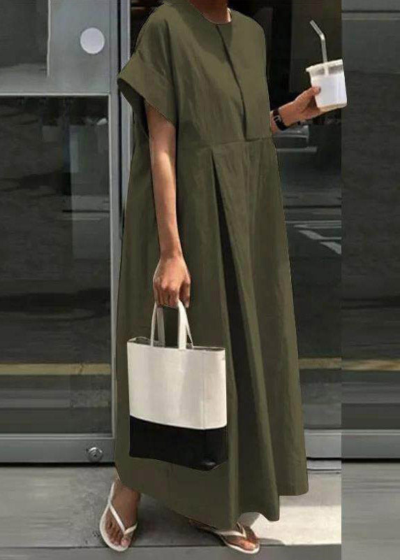Casual Light Grey O-Neck Patchwork Solid Robe Dresses Short Sleeve