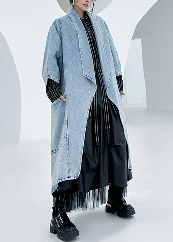 Casual Loose Pocket Batwing Sleeve Denim Cardigan Coat