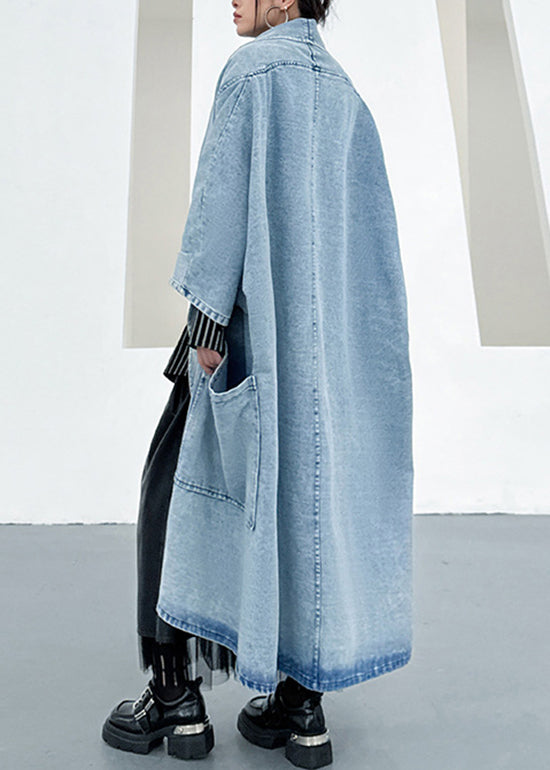Casual Loose Pocket Batwing Sleeve Denim Cardigan Coat