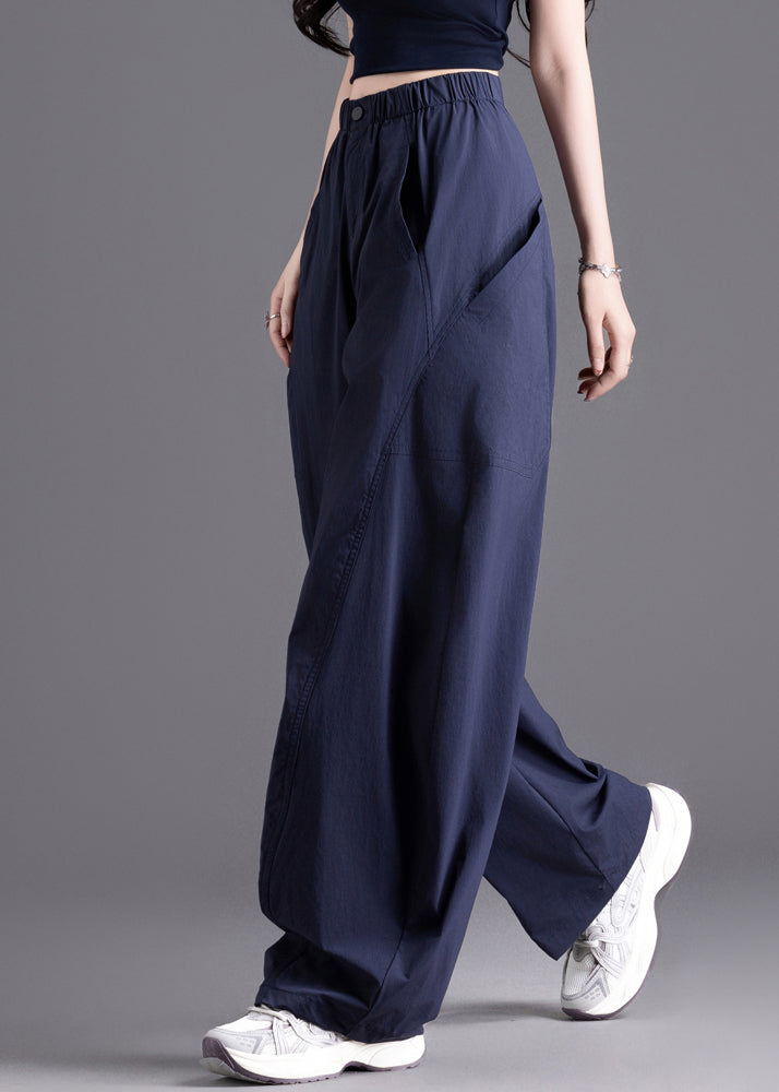 Casual Navy Oversized Patchwork Pockets Harem Pants Spring