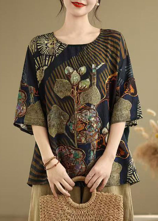 Casual O Neck Print Plus Size Cotton T Shirt Summer