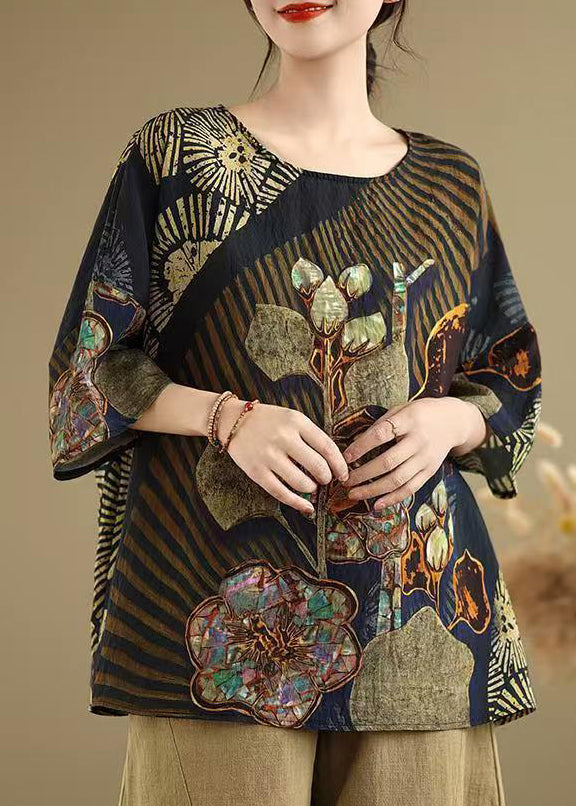 Casual O Neck Print Plus Size Cotton T Shirt Summer