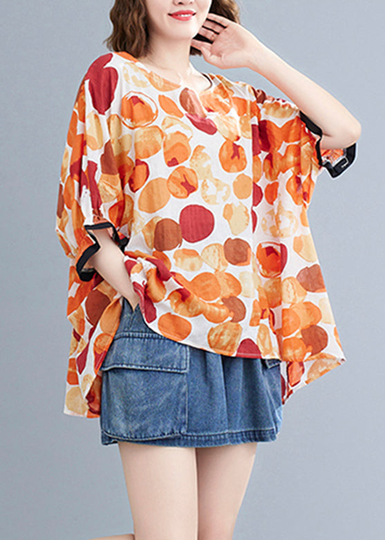 Casual Orange Dot Print T Shirt Summer