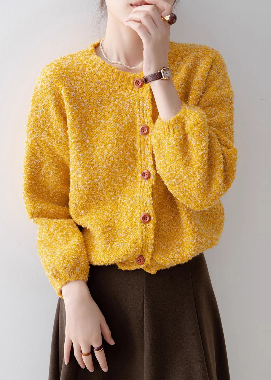 Casual Orange Oversized Warm Knit Cardigan Winter
