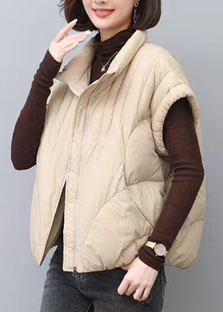 Casual Orange Stand Collar Pockets Cotton Filled Waistcoat Winter