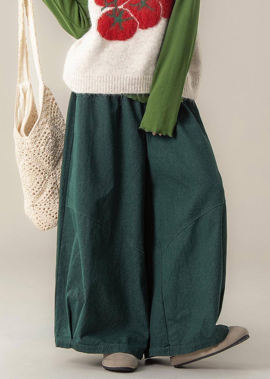 Casual Peacock Green Oversized Denim Wide Leg Pants Spring