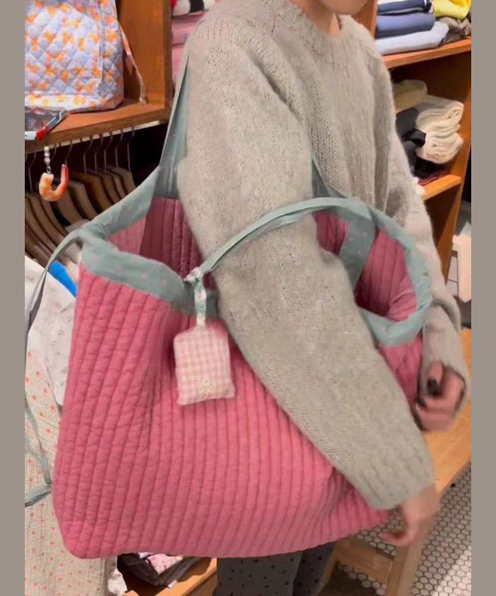 Casual Pink Large Capacity Drawstring Canvas Backpack Bag